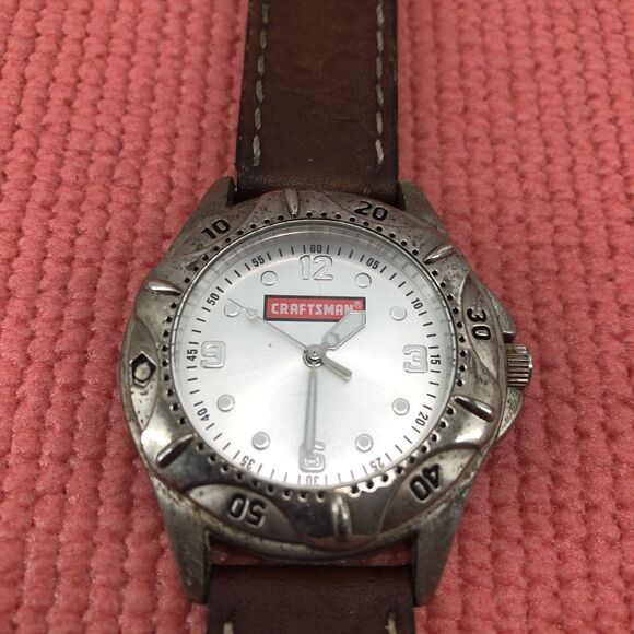 Vintage CRAFTSMAN Watch by Relic Great Needs Battery Leather Strap - Picture 1 of 8